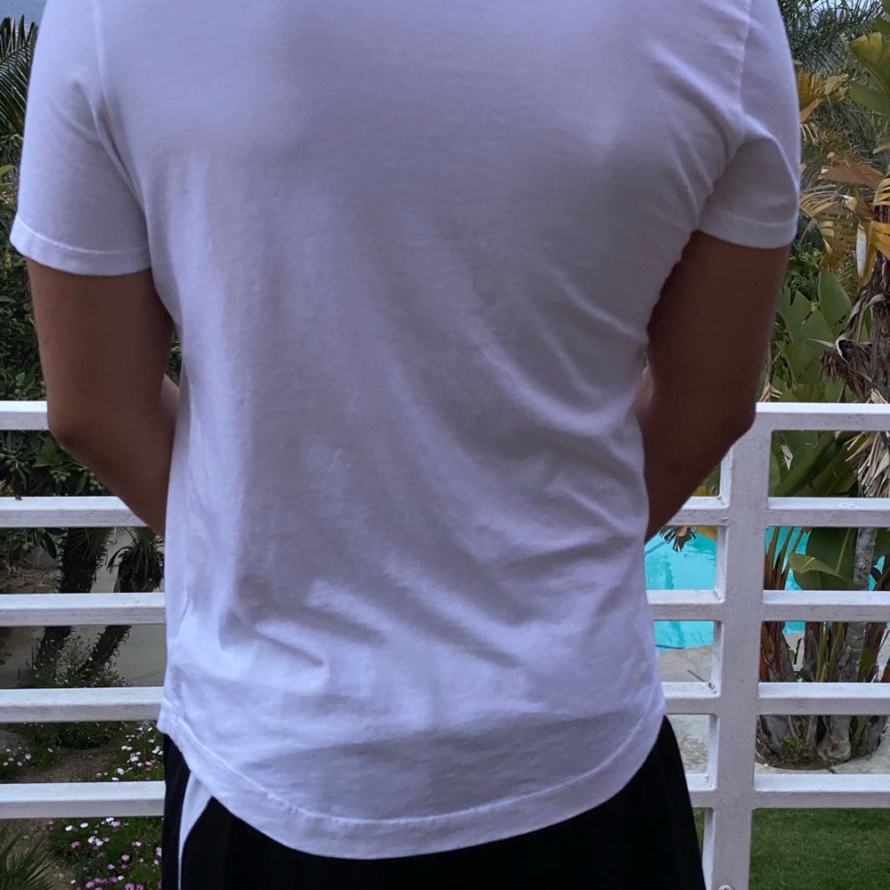 Buck Mason White Pima Curved Hem T-shirt